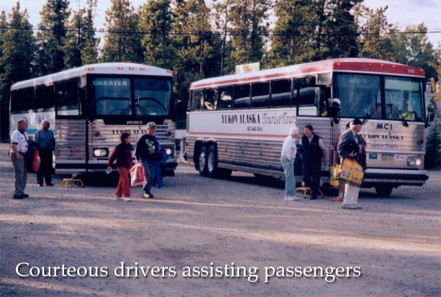 Courteous drivers assisting passengers